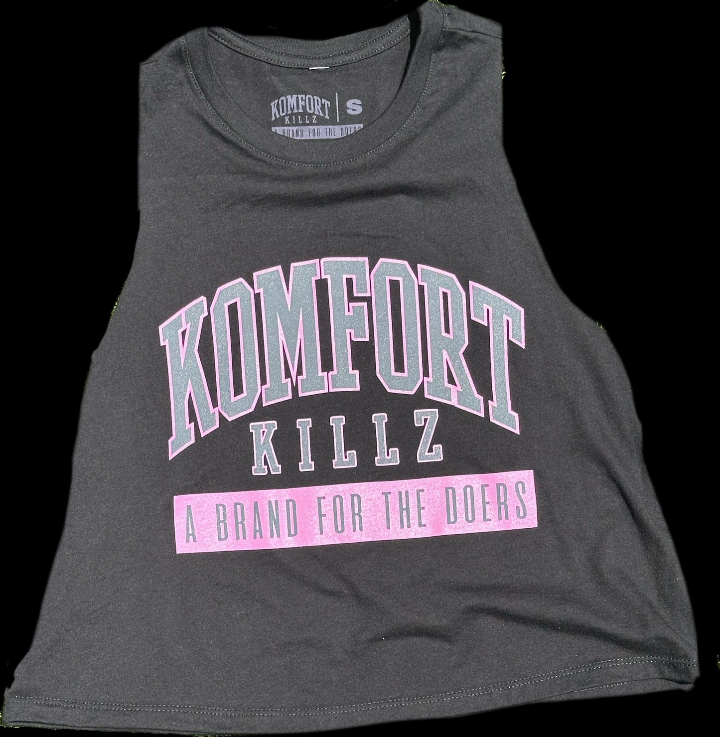 LADIES CROP TOP TANK - BLACK
