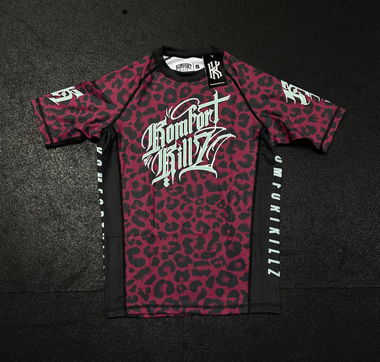 THE WILD CAT - BURGUNDY LEOPARD - RASH GUARD (MEN’S)