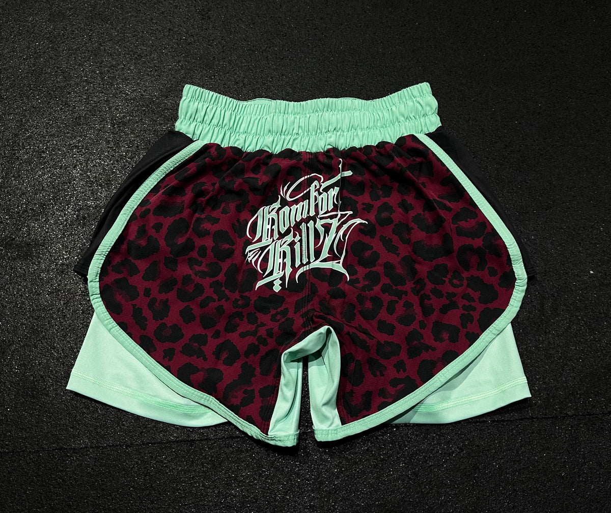 THE WILD CAT - BURGUNDY LEOPARD - SHORTS (LADIES)